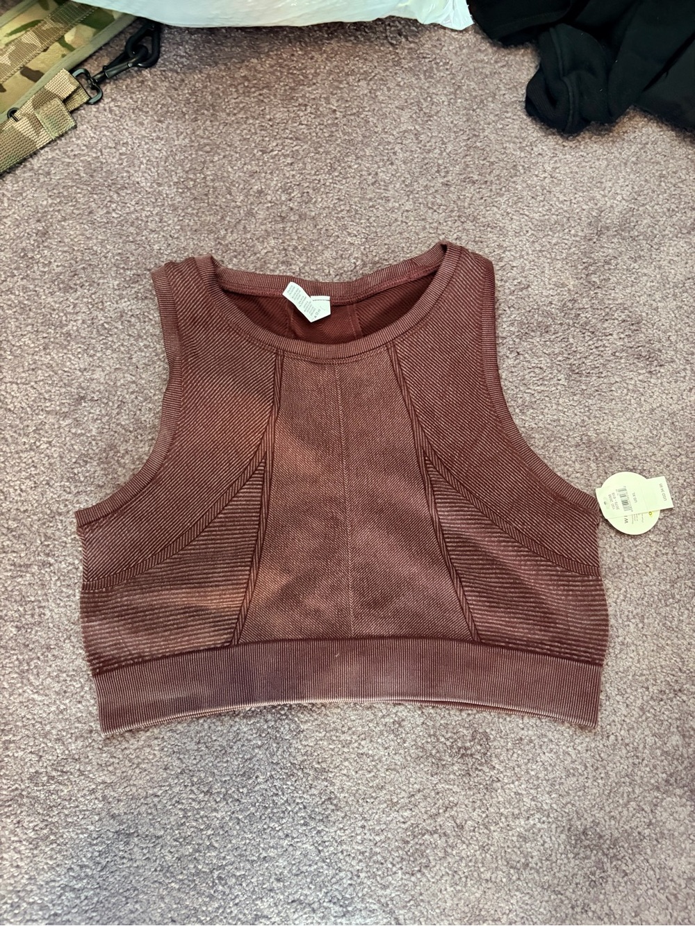 Aeroe Ribbed Crop Tank Top/Sport Bra - Mauve